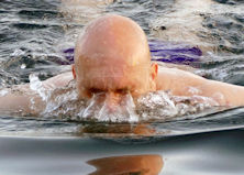 old woman swimming